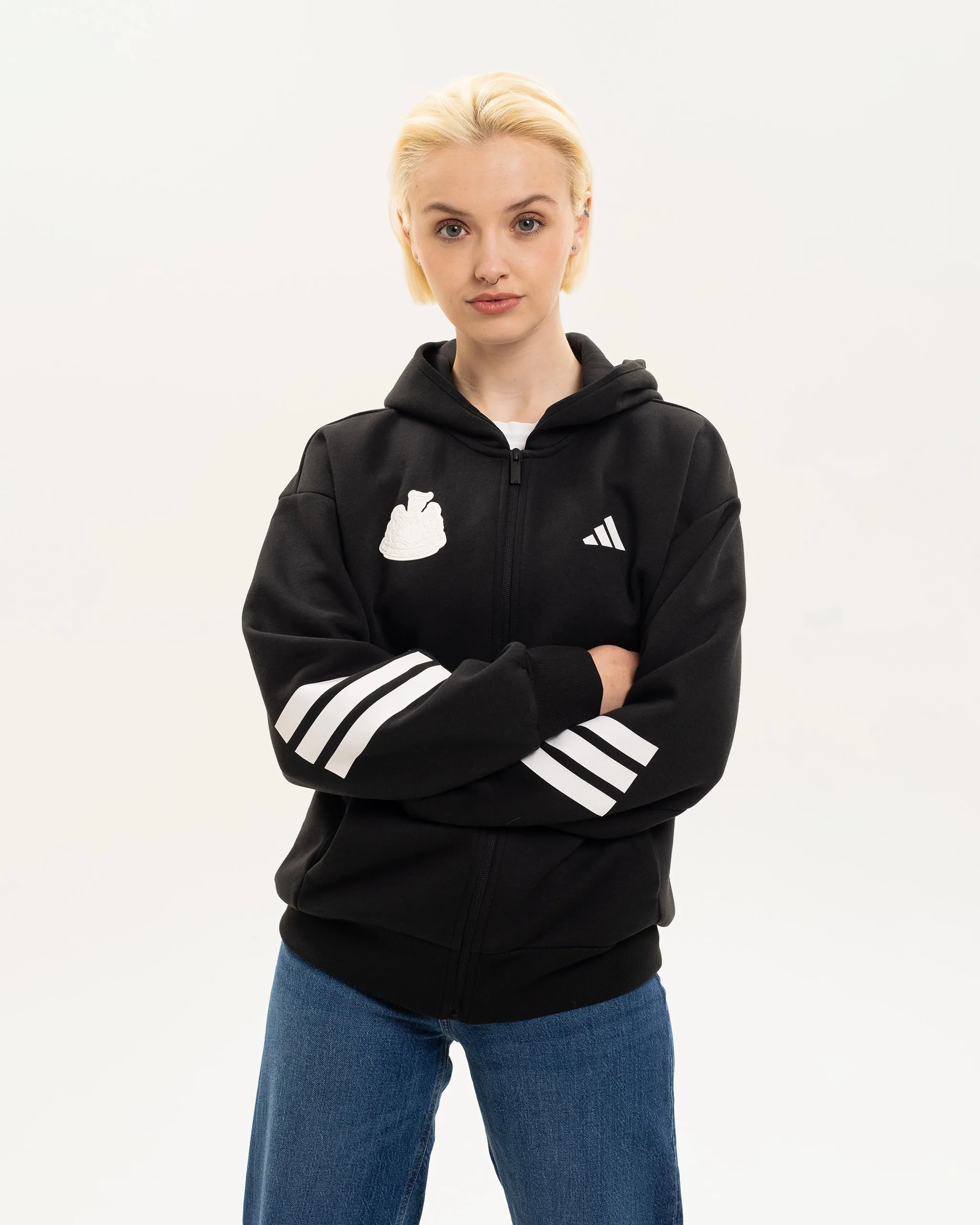 Newcastle United adidas Women's 3-Stripe Black Full Zip Hoodie sold by Newcastle United product image thumbnail 5