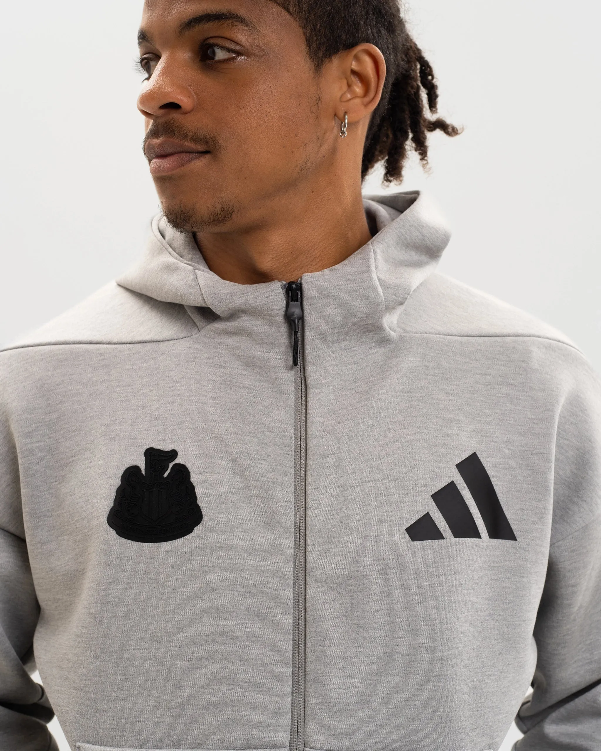 Newcastle United adidas Men's Z.N.E. Grey Full Zip Hoodie sold by Newcastle United product image thumbnail 3