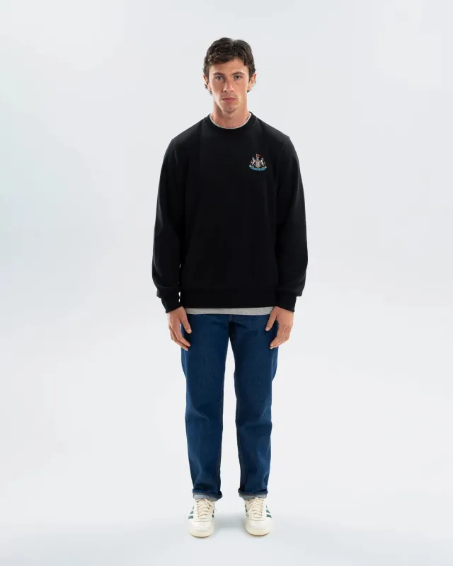 Newcastle United Men's Essentials Range Black Crew Neck Sweater made by Newcastle United