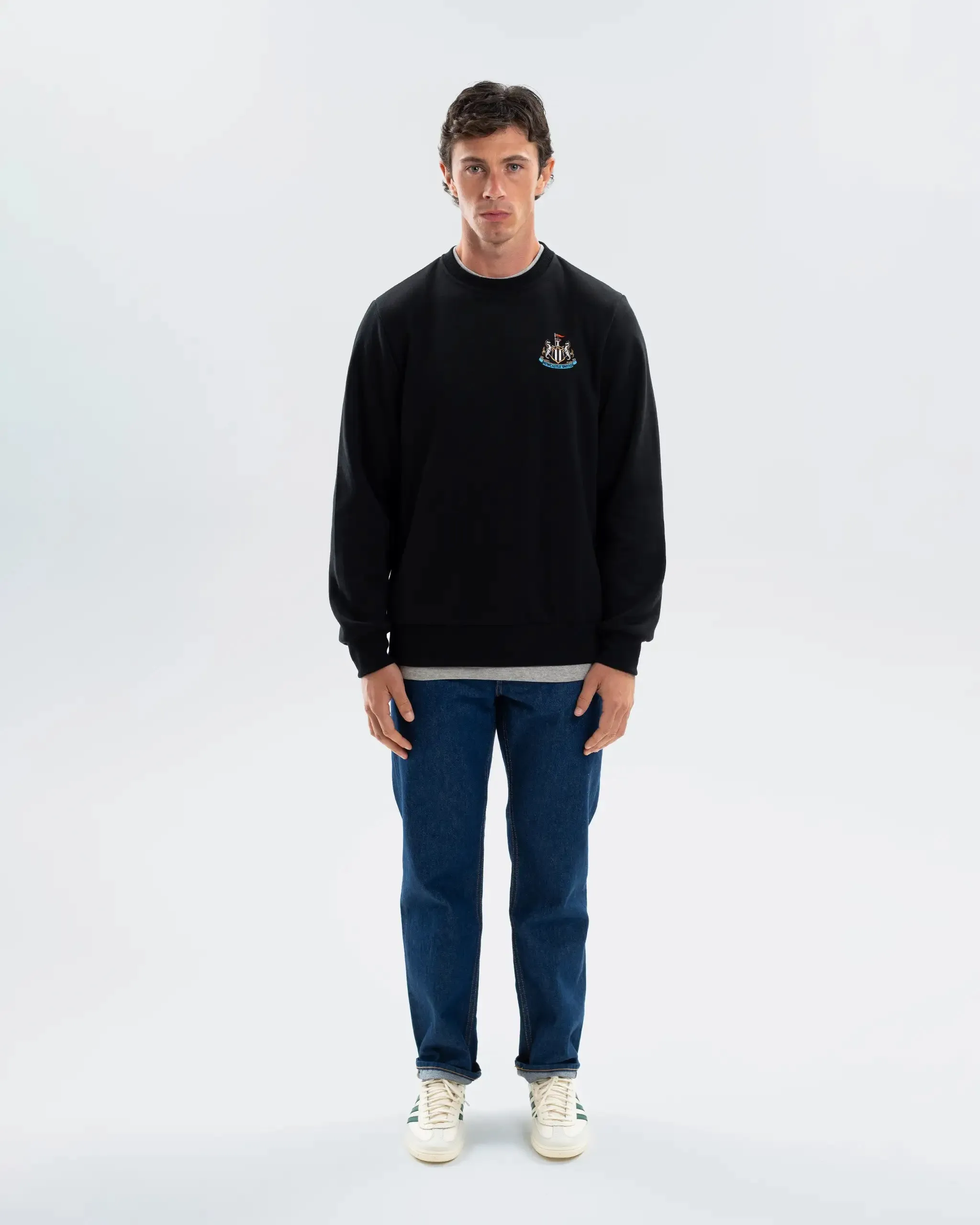 Newcastle United Men's Essentials Range Black Crew Neck Sweater sold by Newcastle United