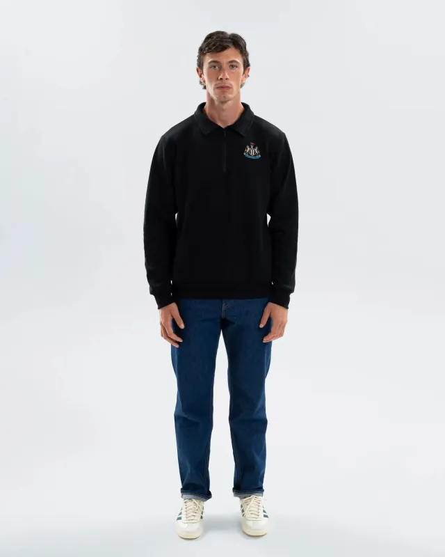 Newcastle United Men's Essentials Range Black 1/4 Zip Sweater made by Newcastle United
