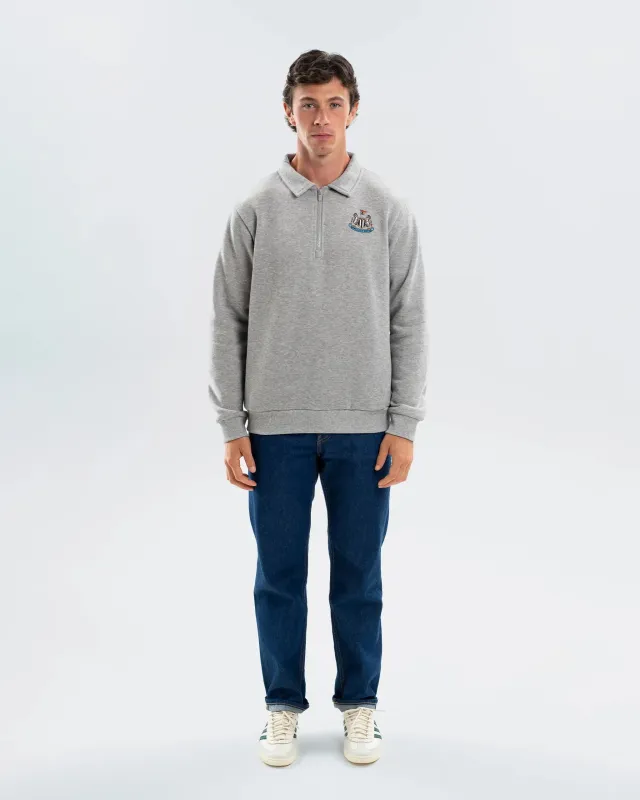 Newcastle United Men's Essentials Range Grey 1/4 Zip Sweater made by Newcastle United