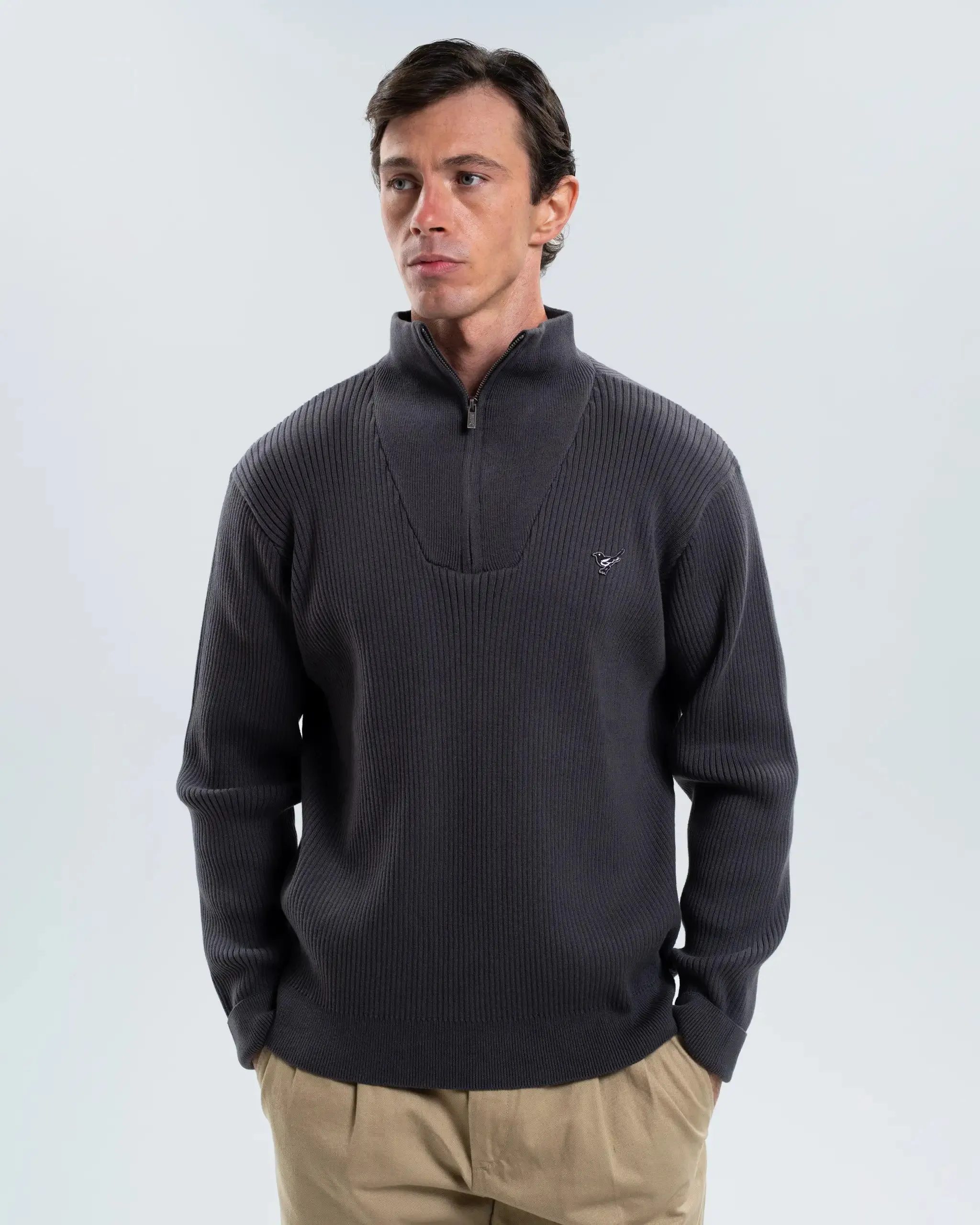 Newcastle United Men's Charcoal Chunky Knit 1/4 Zip Top sold by Newcastle United product image thumbnail 2