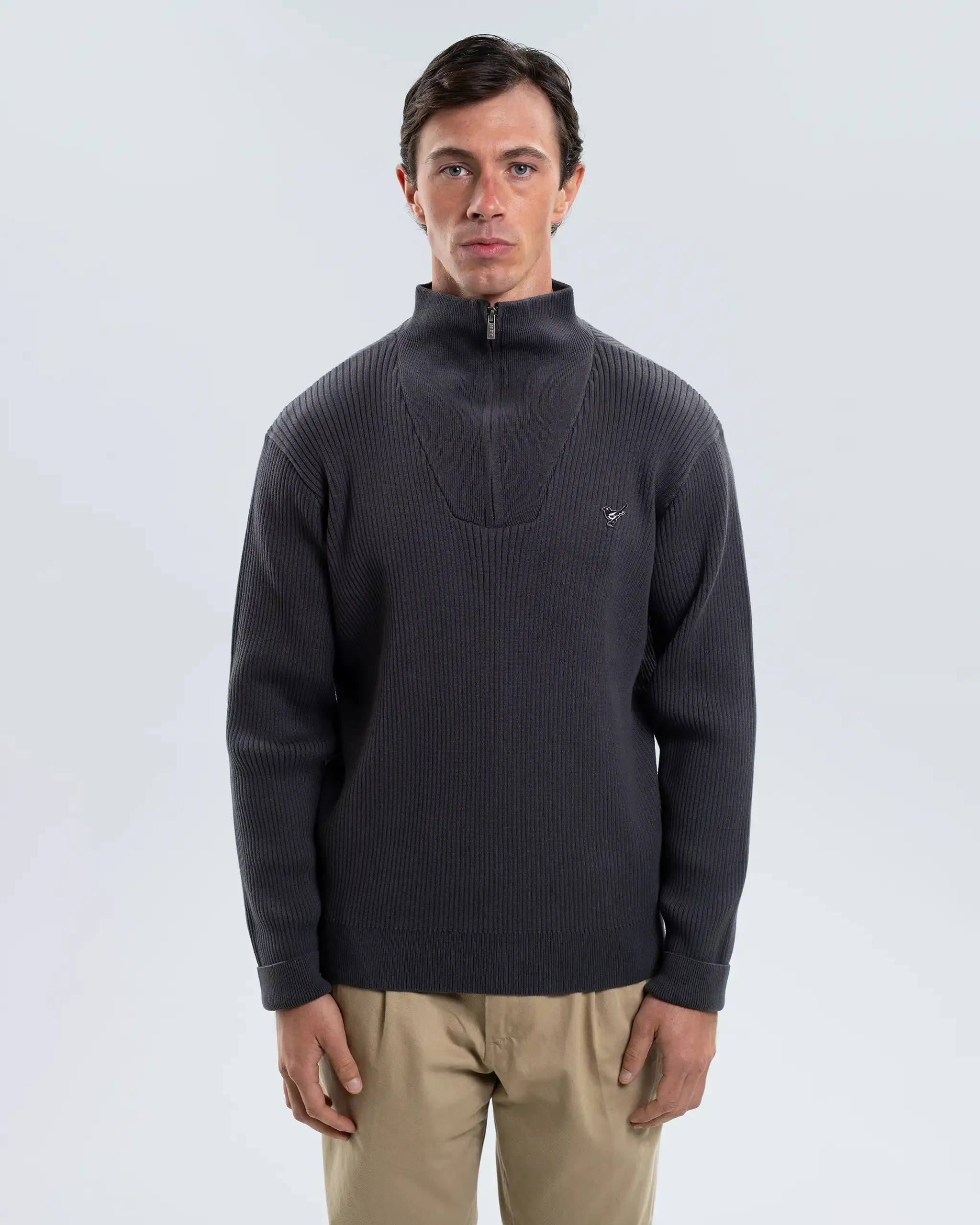 Newcastle United Men's Charcoal Chunky Knit 1/4 Zip Top sold by Newcastle United product image thumbnail 5