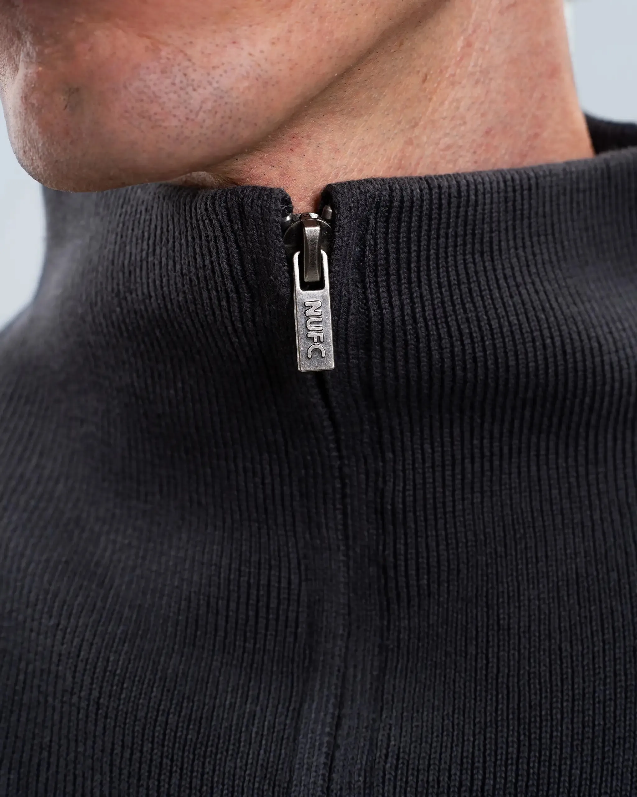 Newcastle United Men's Charcoal Chunky Knit 1/4 Zip Top sold by Newcastle United product image thumbnail 3