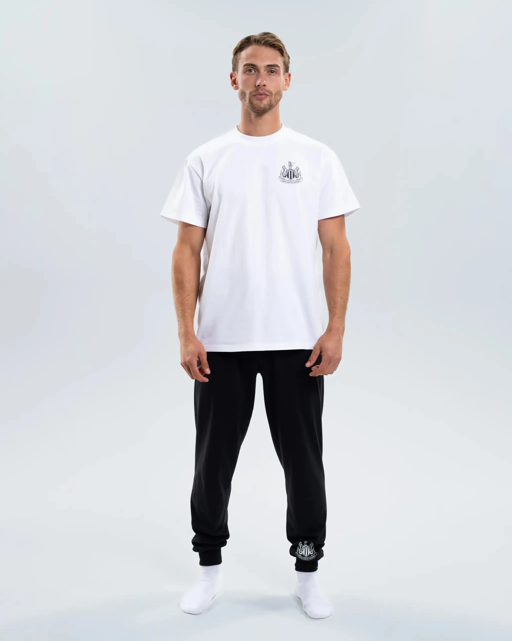 Newcastle United Men's Black and White Cuffed Pyjama Set sold by Newcastle United