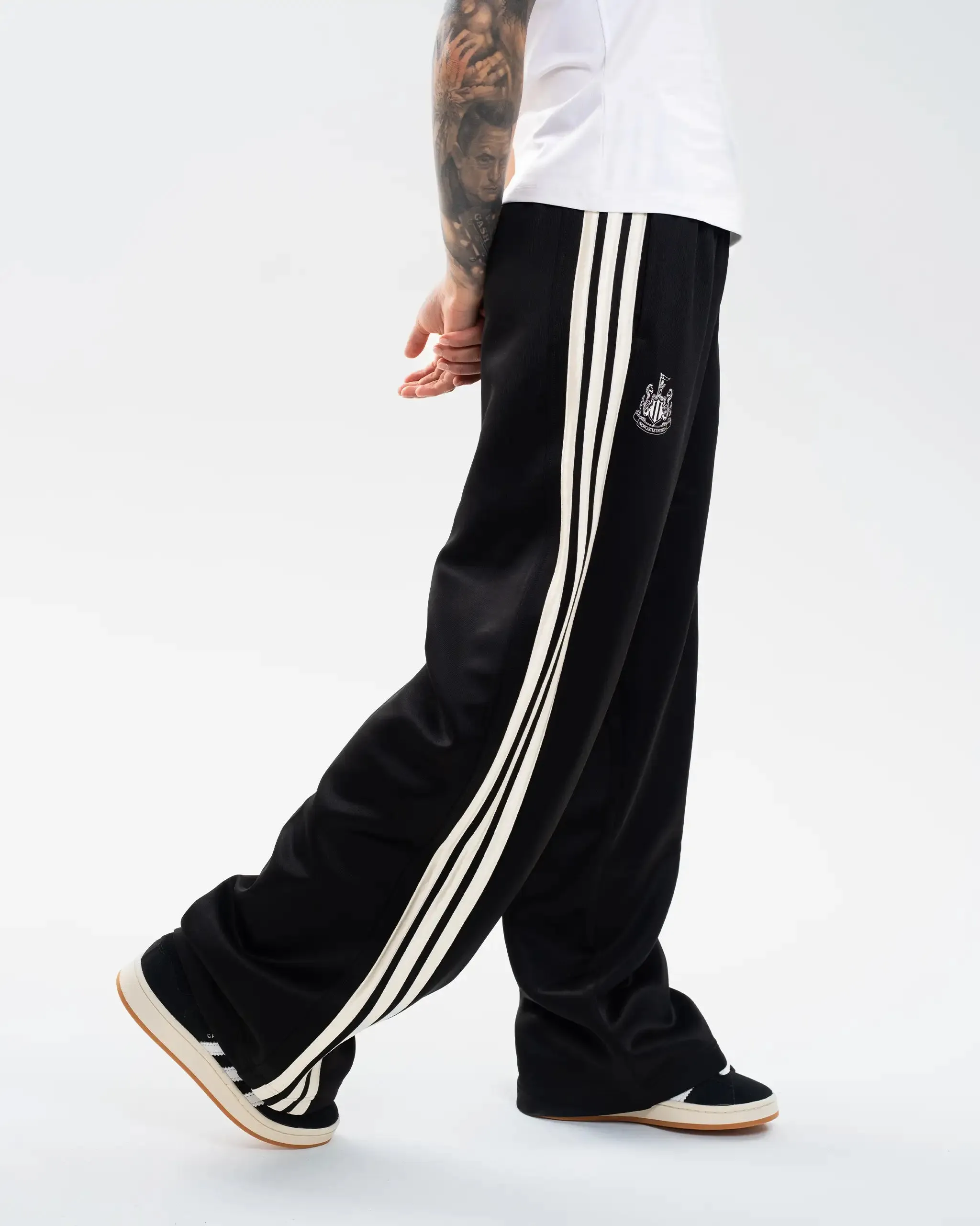 Newcastle United adidas Women's Black 3-Stripe Wide Leg Joggers sold by Newcastle United