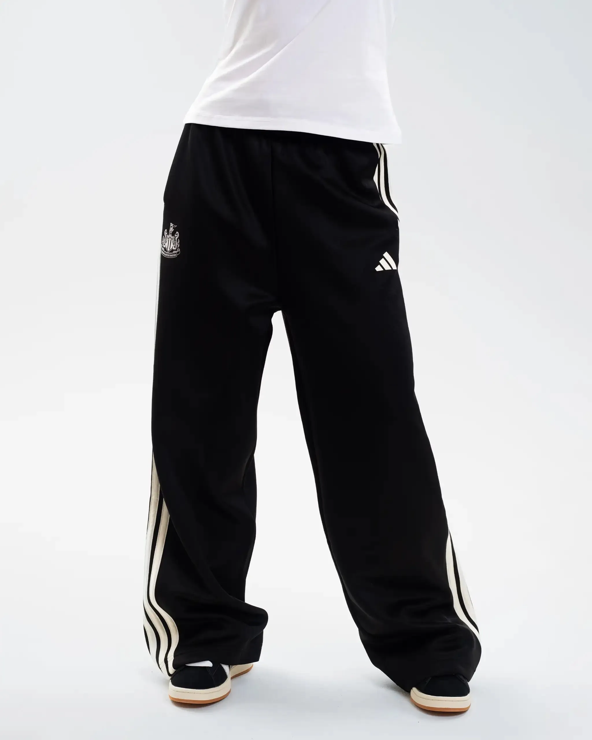 Newcastle United adidas Women's Black 3-Stripe Wide Leg Joggers sold by Newcastle United product image thumbnail 2