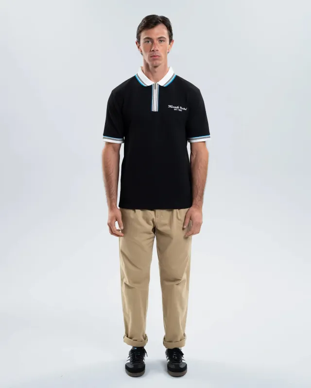 Newcastle United Men's Zipped Black Polo Shirt made by Newcastle United