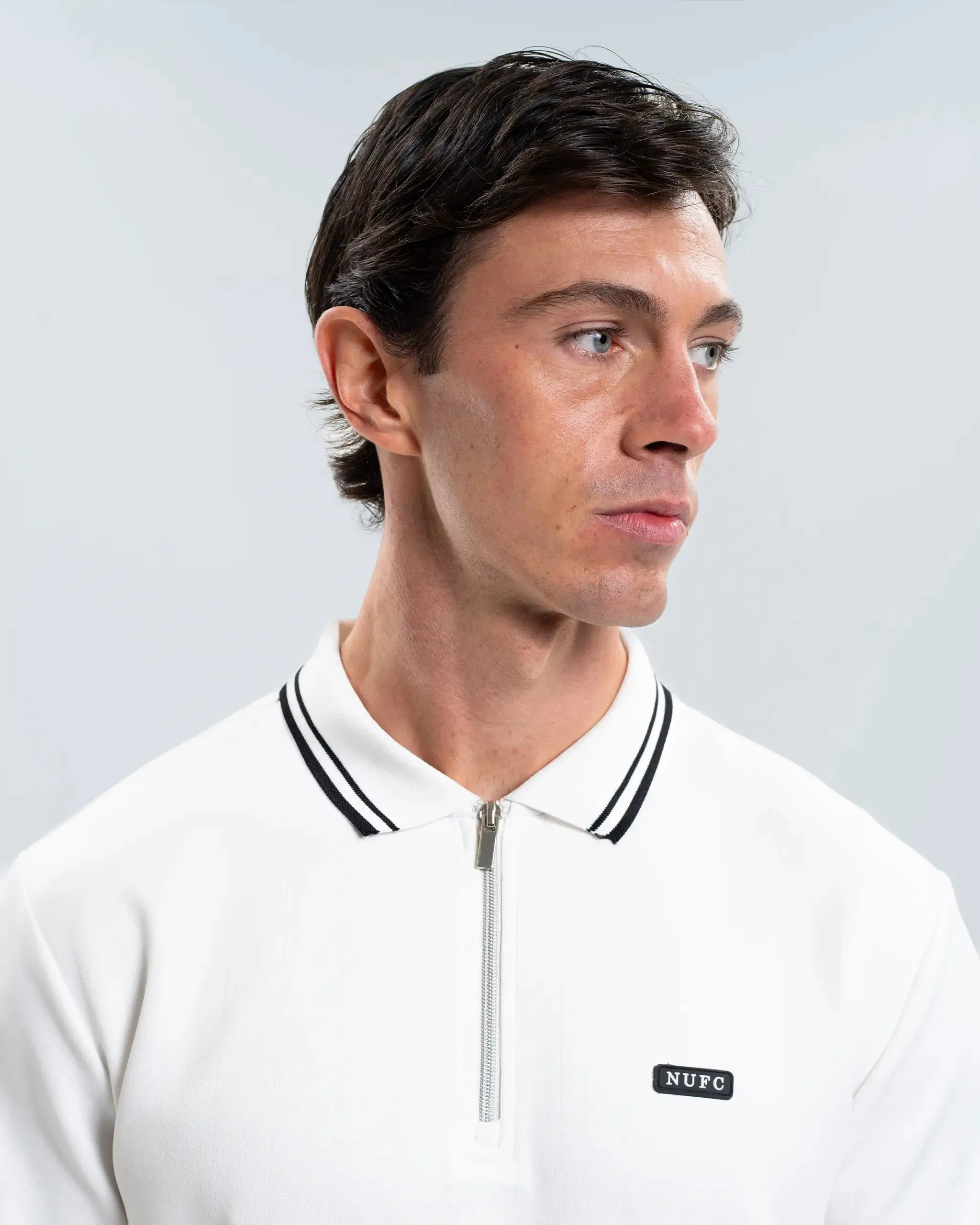 Newcastle United Men's Tonal Stripe White Polo Shirt sold by Newcastle United product image thumbnail 5