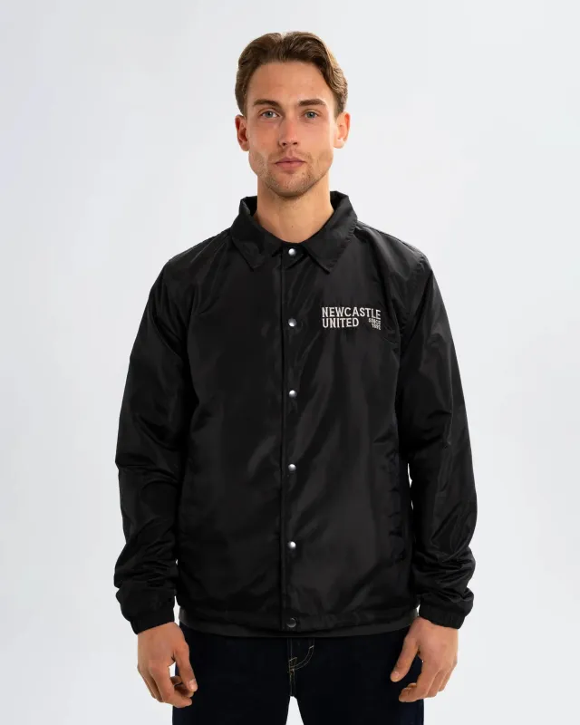 Newcastle United Men's Black Button Up Coach Jacket made by Newcastle United