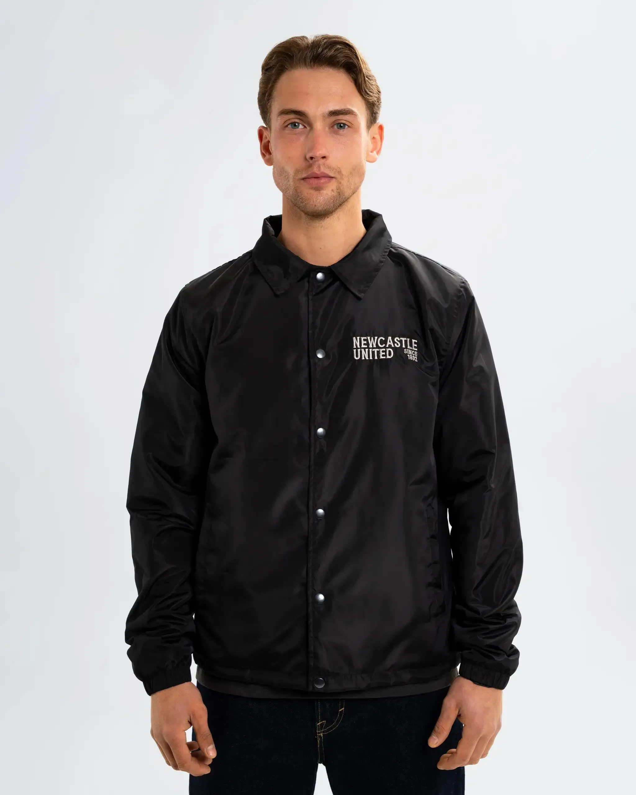 Newcastle United Men's Black Button Up Coach Jacket sold by Newcastle United