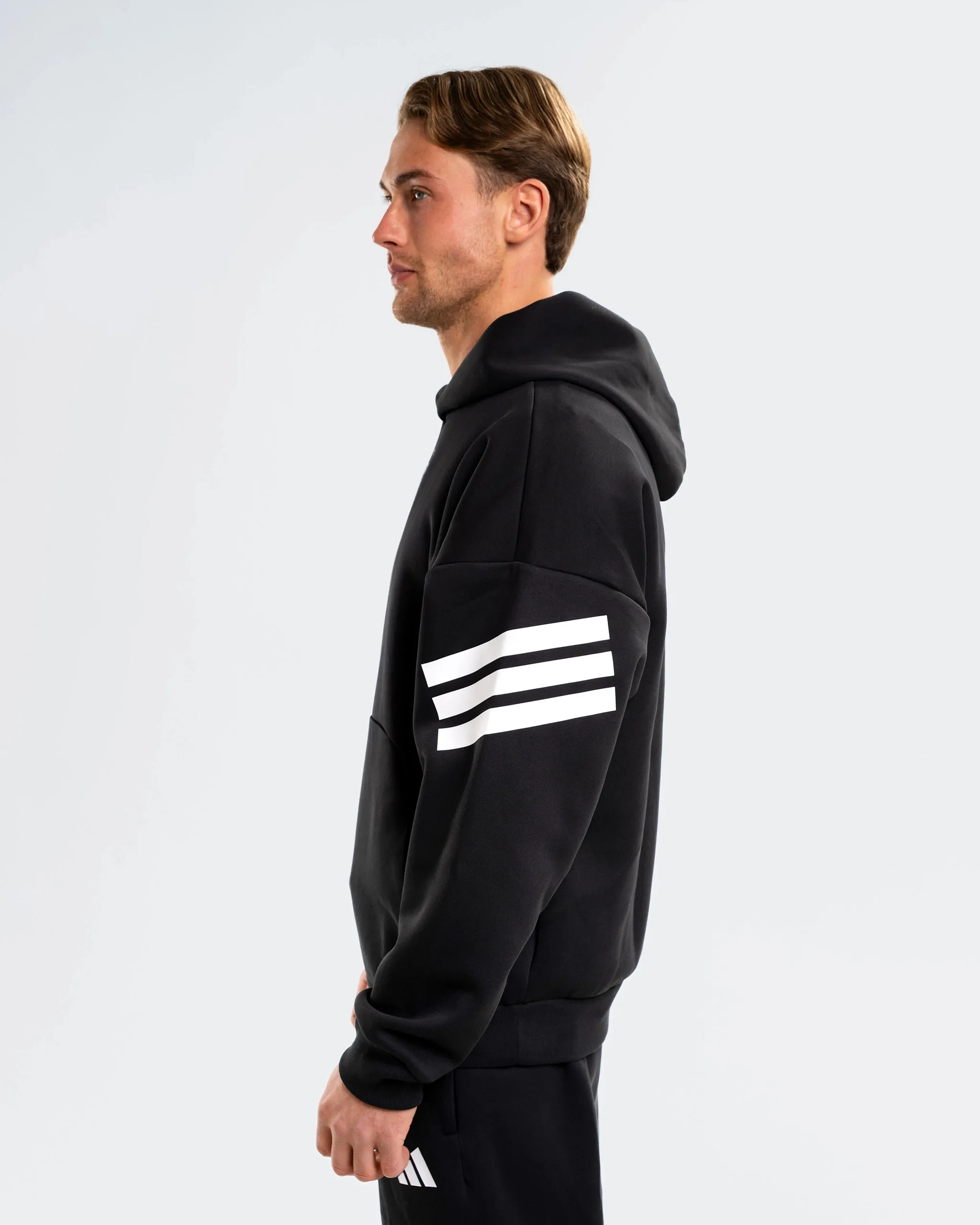 Newcastle United adidas Men's Black 3-Stripe Hoodie sold by Newcastle United product image thumbnail 4