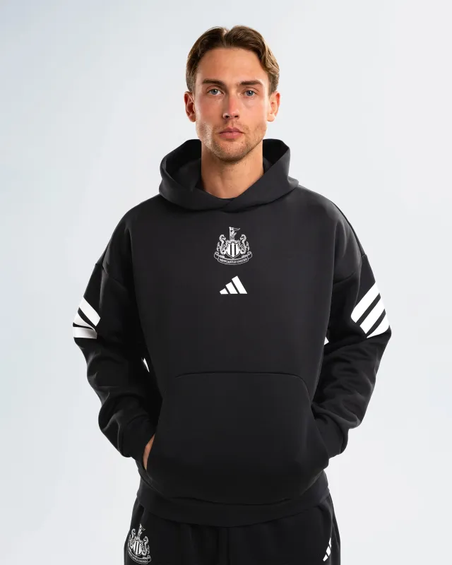 Newcastle United adidas Men's Black 3-Stripe Hoodie made by Adidas