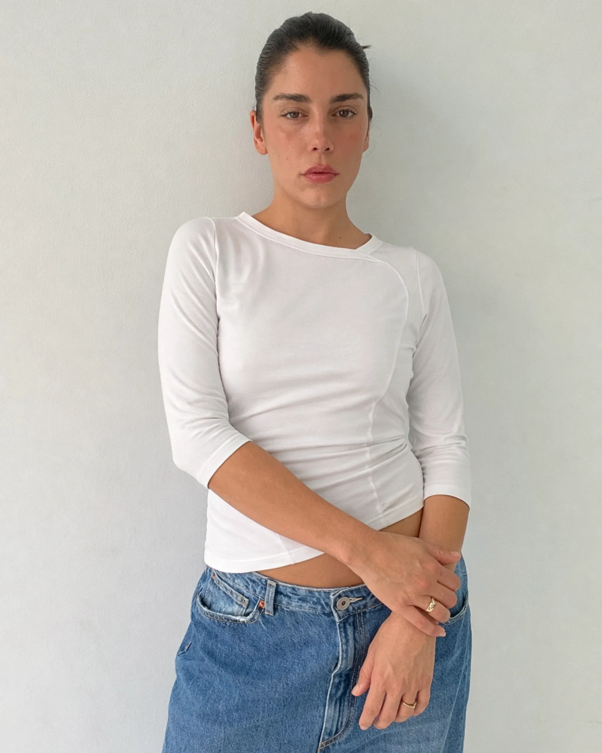 Missy Mid Sleeve Top - White sold by Foyre