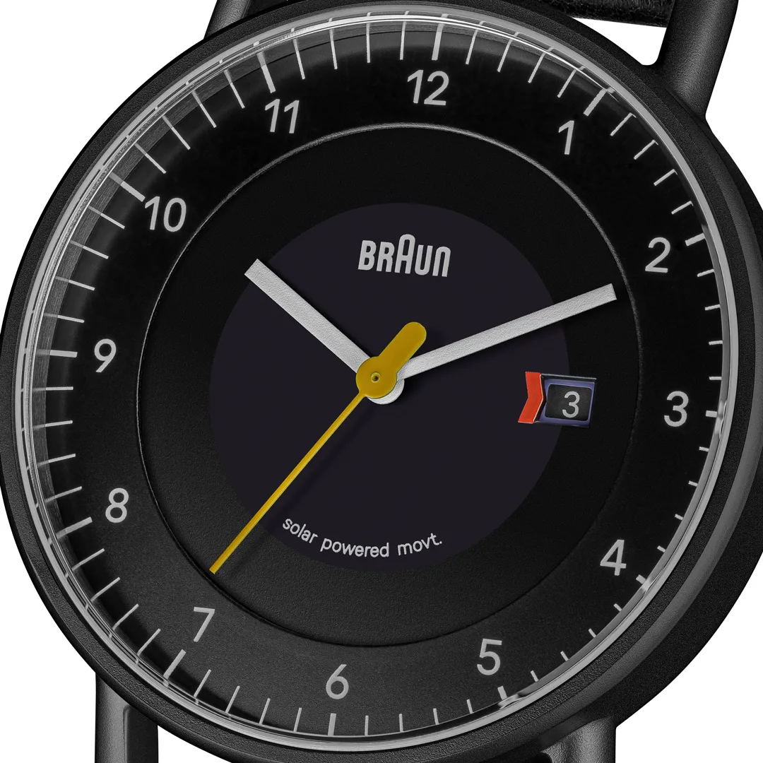 BN0301 Braun gents solar watch - black dial and black leather strap sold by Braun product image thumbnail 2