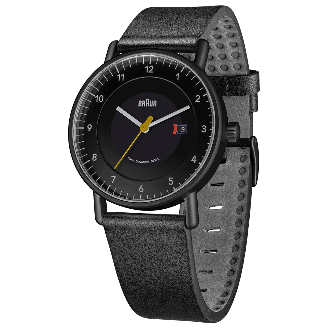 BN0301 Braun gents solar watch - black dial and black leather strap sold by Braun product image thumbnail 3