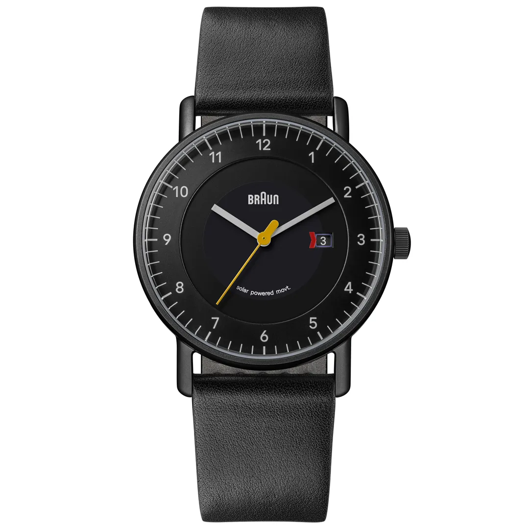 BN0301 Braun gents solar watch - black dial and black leather strap sold by Braun