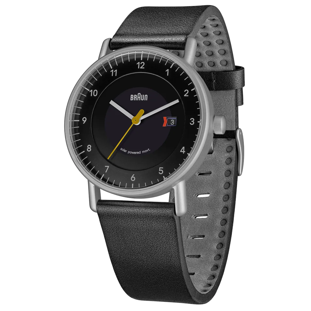 BN0301 Braun gents solar watch - black dial and black leather strap sold by Braun product image thumbnail 3