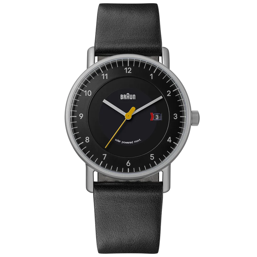 BN0301 Braun gents solar watch - black dial and black leather strap sold by Braun