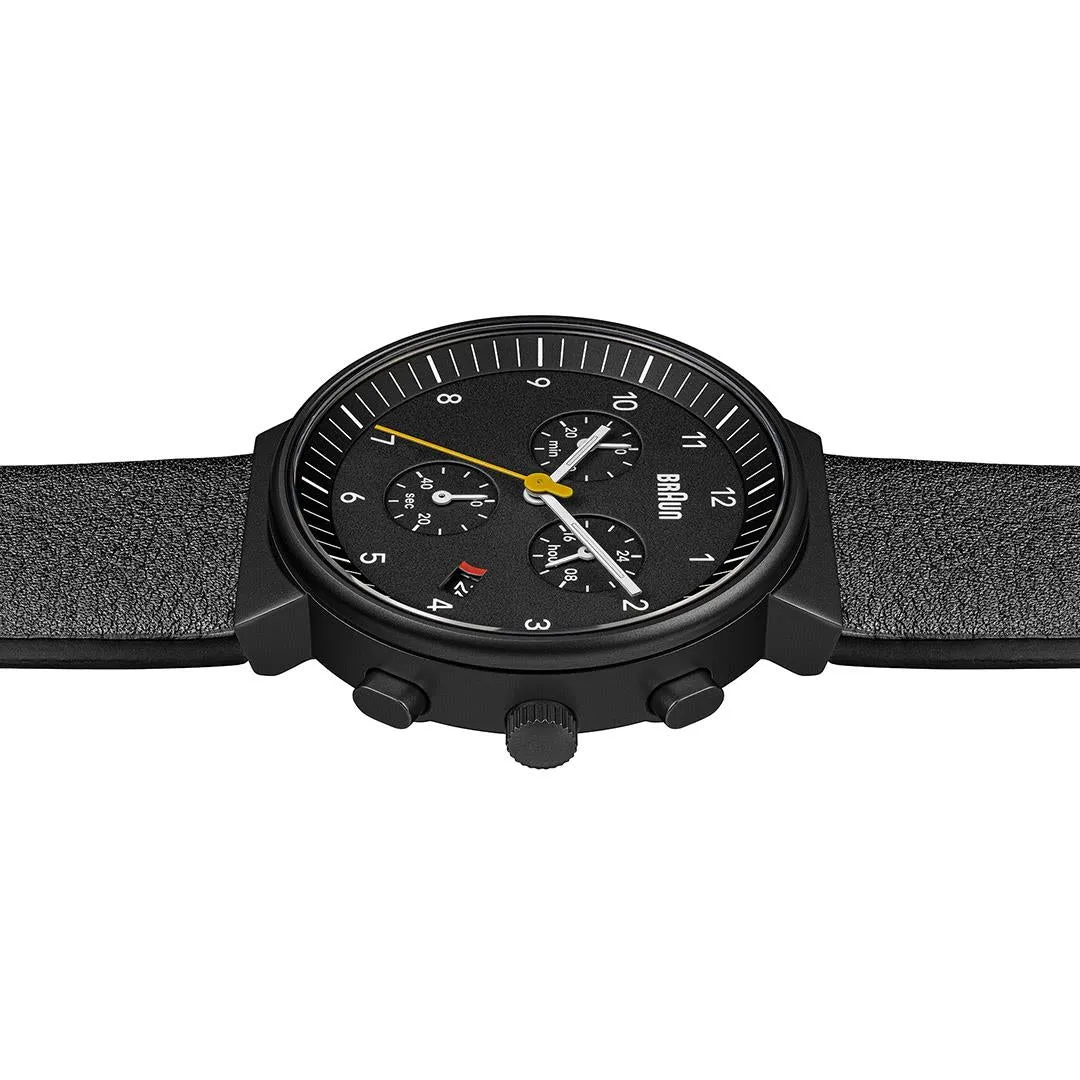 Braun Gents BN0035 Classic Chronograph Watch - Black and Black Leather Strap sold by Braun product image thumbnail 4