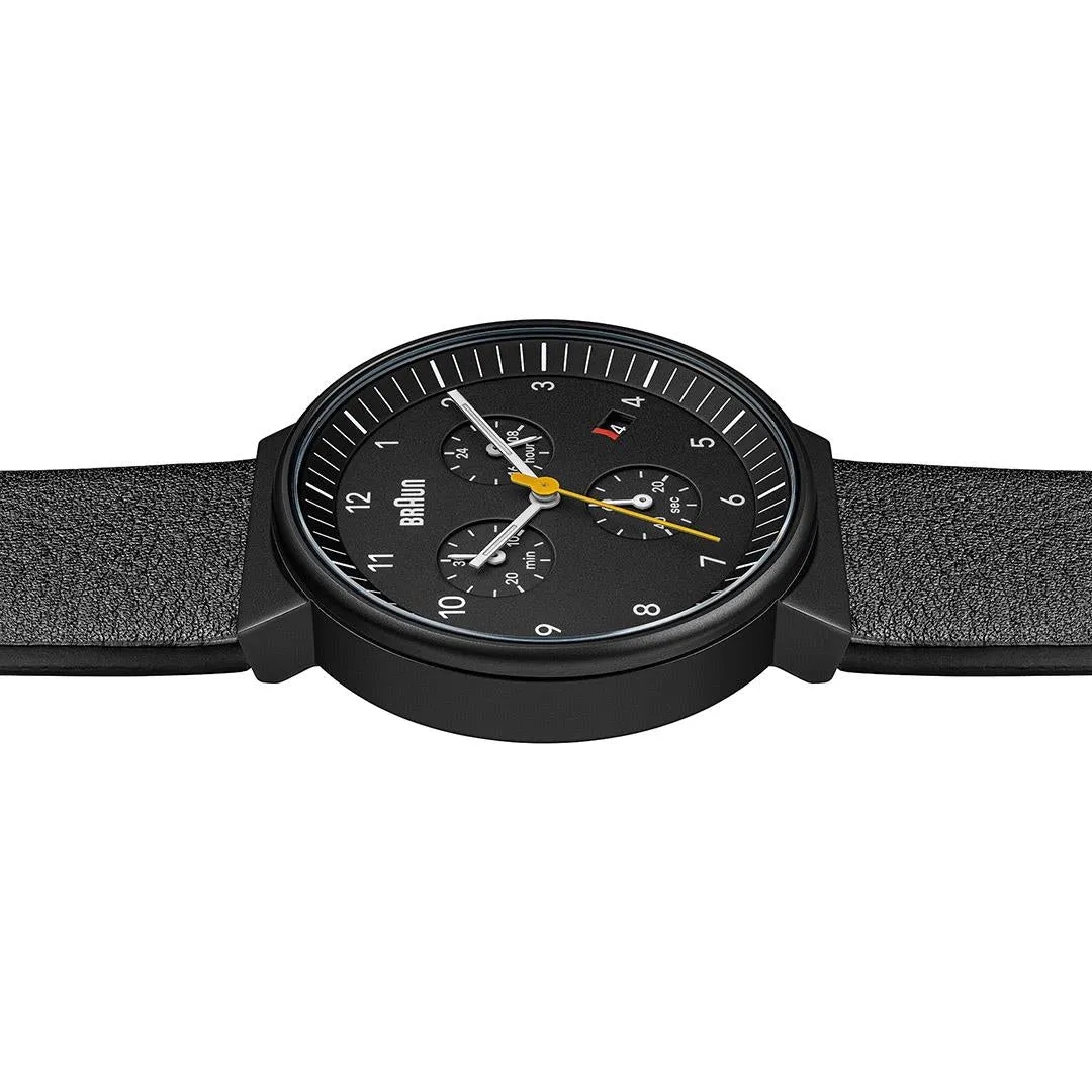Braun Gents BN0035 Classic Chronograph Watch - Black and Black Leather Strap sold by Braun product image thumbnail 5