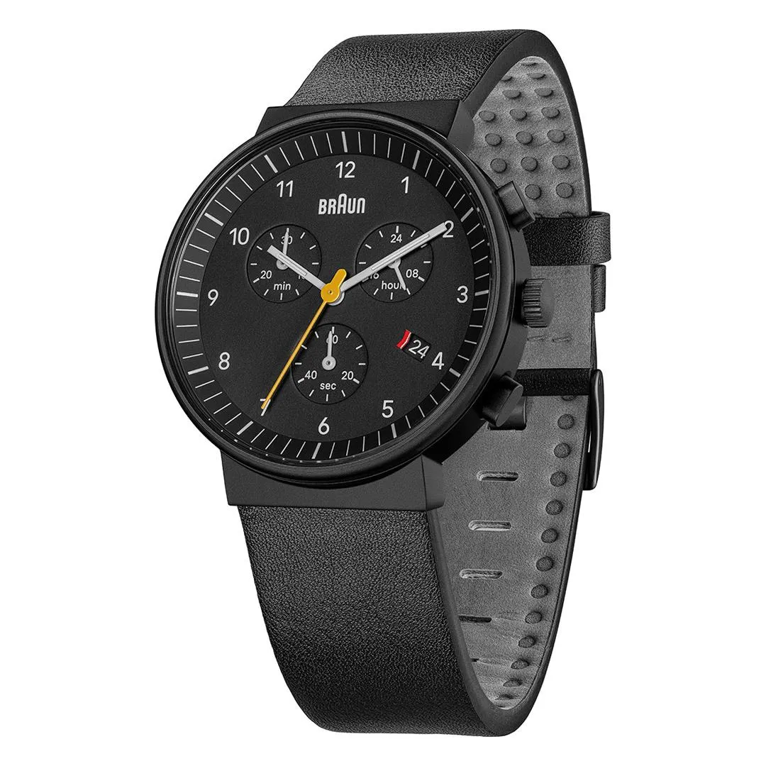 Braun Gents BN0035 Classic Chronograph Watch - Black and Black Leather Strap sold by Braun product image thumbnail 2