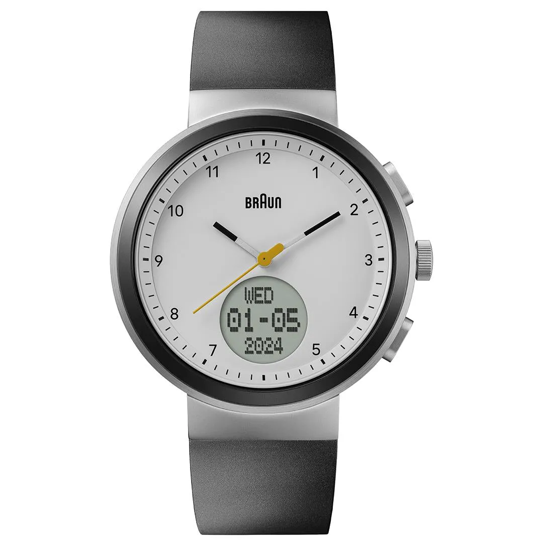 BN0299 Braun step counter watch - white dial and black silicone strap sold by Braun