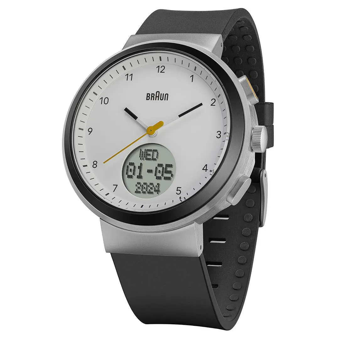 BN0299 Braun step counter watch - white dial and black silicone strap sold by Braun product image thumbnail 5