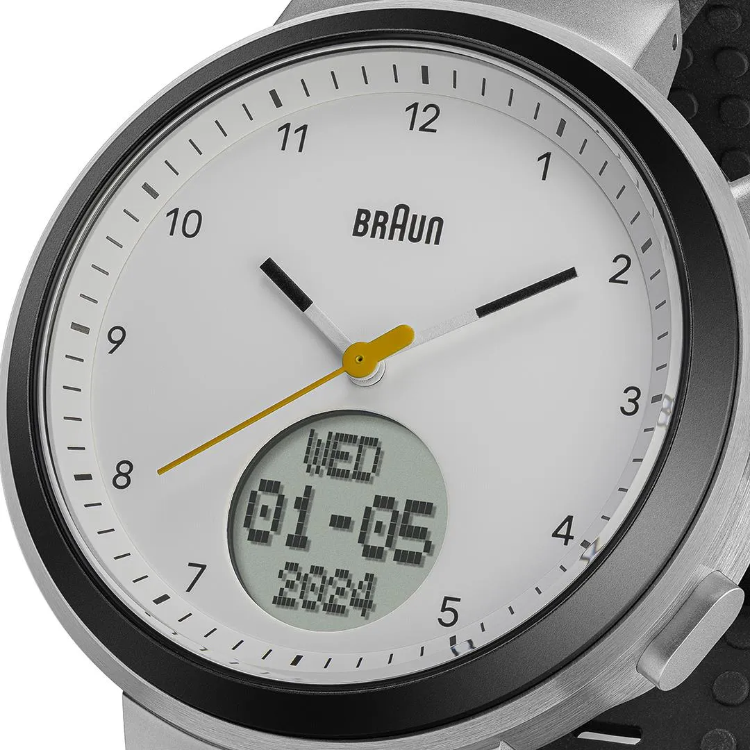 BN0299 Braun step counter watch - white dial and black silicone strap sold by Braun product image thumbnail 2