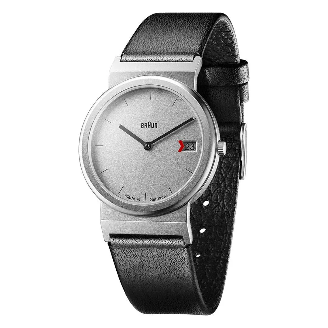 AW50 Braun classic watch -grey dial and black leather strap sold by Braun product image thumbnail 2