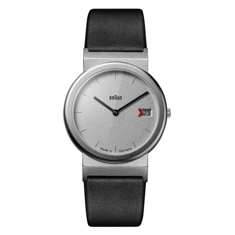 AW50 Braun classic watch -grey dial and black leather strap made by Braun