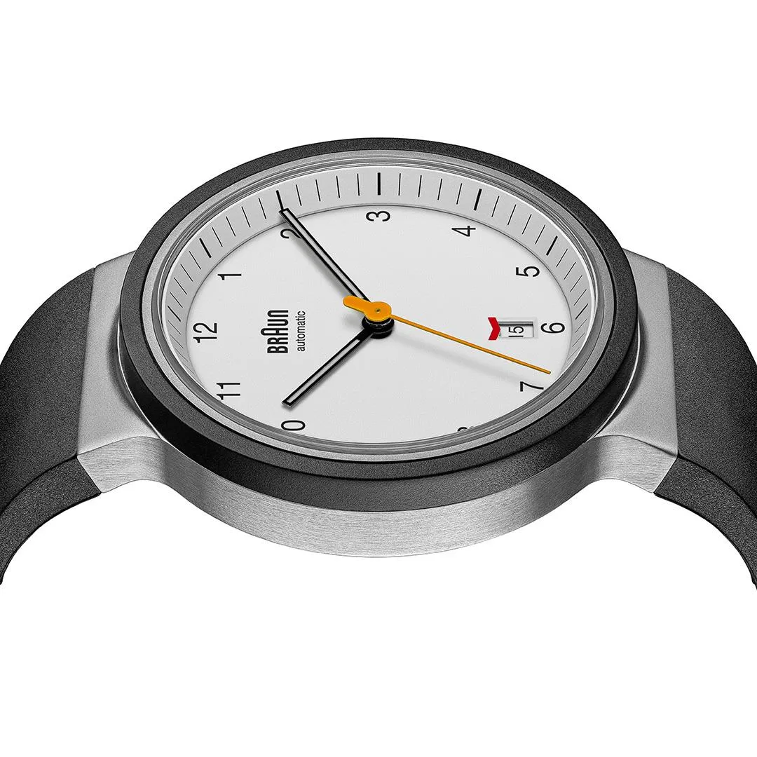 BN0278 Braun gents automatic watch - white dial and black rubber strap sold by Braun product image thumbnail 5