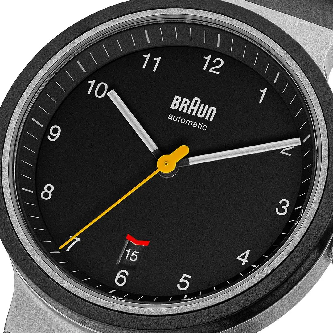 BN0278 Braun gents automatic watch - black dial and black rubber strap sold by Braun product image thumbnail 3