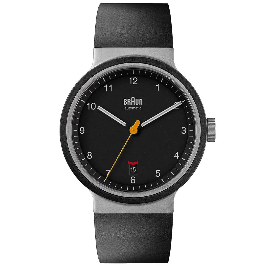 BN0278 Braun gents automatic watch - black dial and black rubber strap sold by Braun