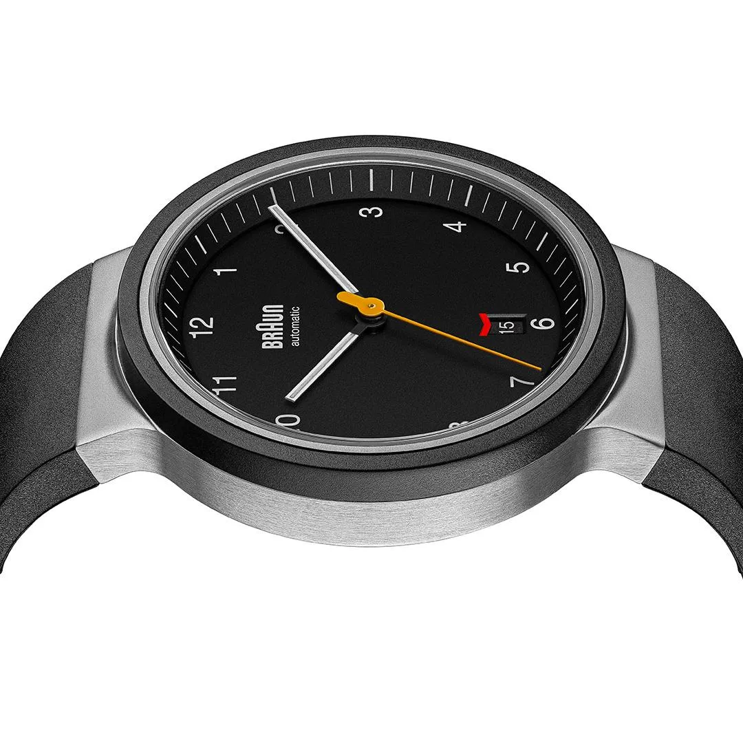 BN0278 Braun gents automatic watch - black dial and black rubber strap sold by Braun product image thumbnail 5
