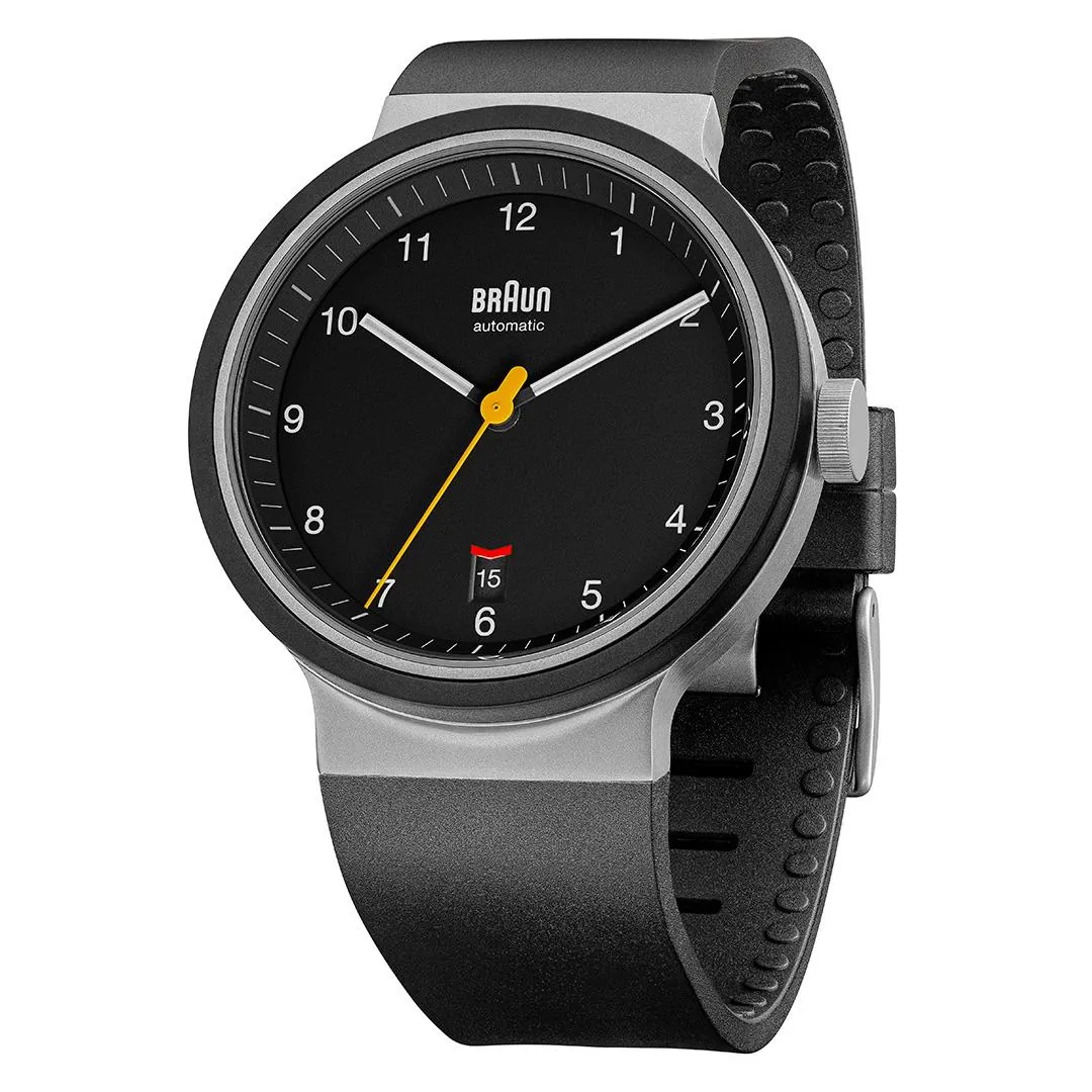 BN0278 Braun gents automatic watch - black dial and black rubber strap sold by Braun product image thumbnail 2