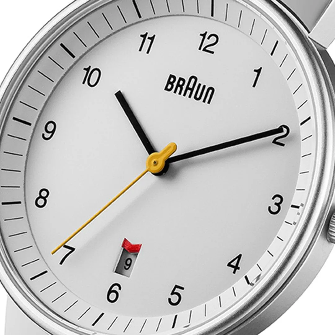 BN0032 Braun gents classic watch - white dial and black leather strap sold by Braun product image thumbnail 5