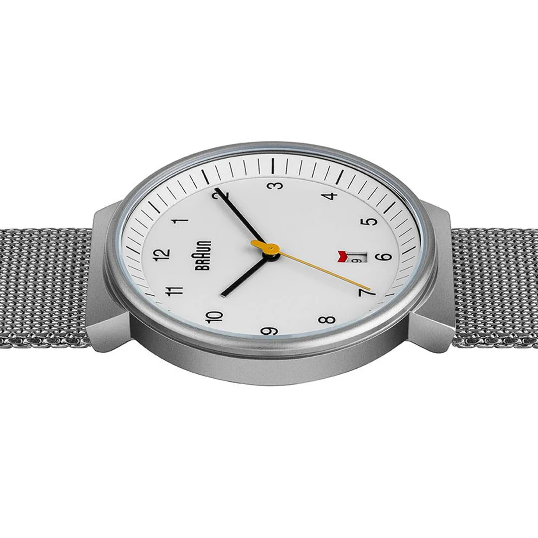 BN0032 Braun gents classic watch - white dial and silver mesh bracelet sold by Braun product image thumbnail 3