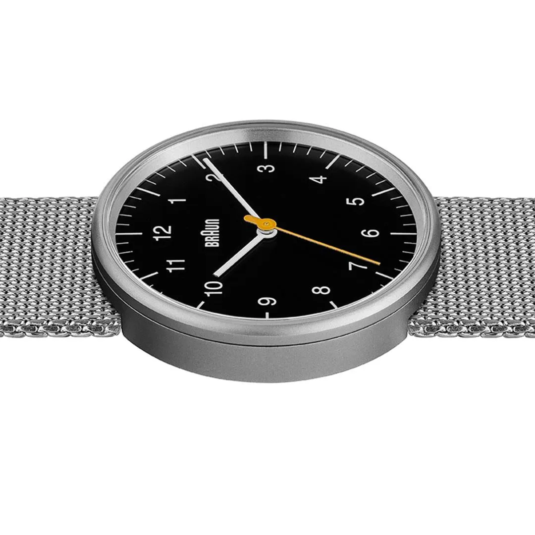BN0021 Braun gents classic watch - black dial and silver mesh bracelet sold by Braun product image thumbnail 3