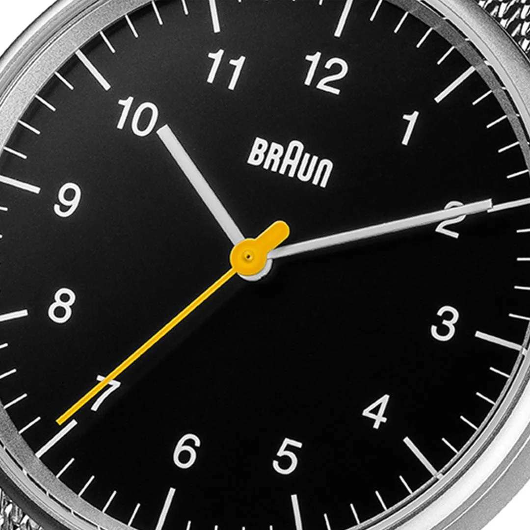 BN0021 Braun gents classic watch - black dial and silver mesh bracelet sold by Braun product image thumbnail 5