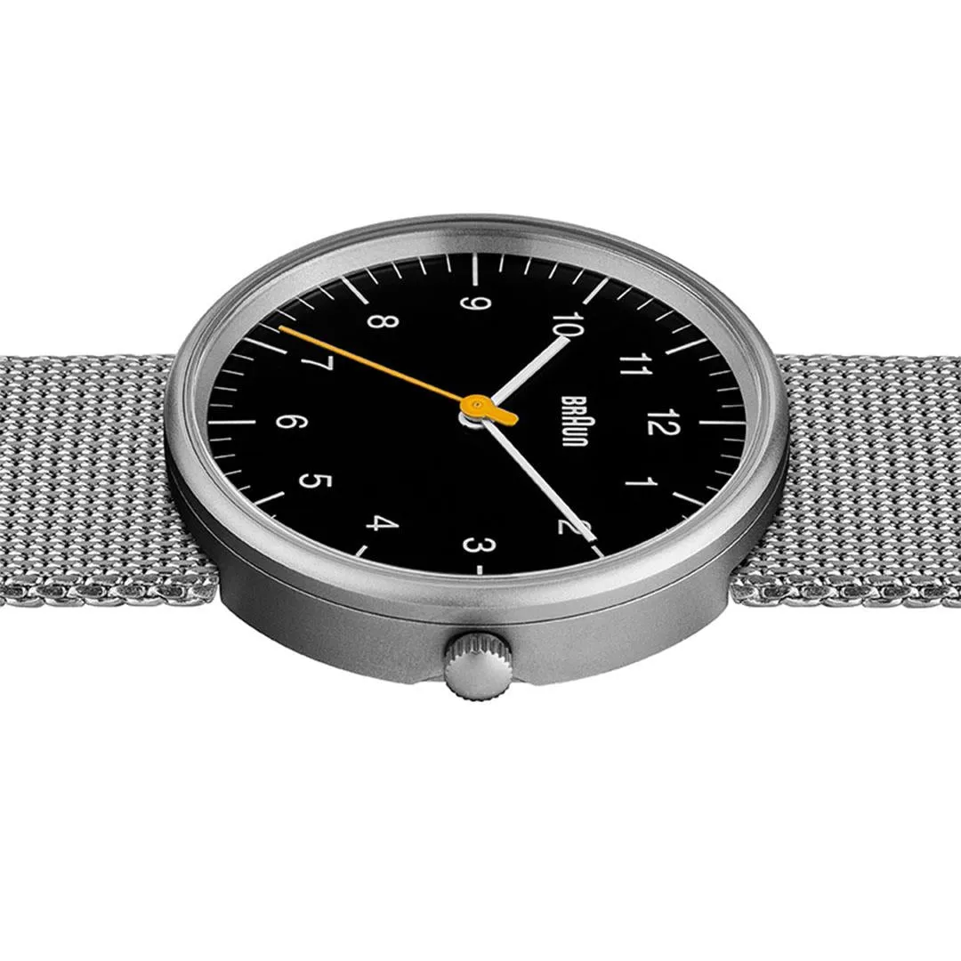 BN0021 Braun gents classic watch - black dial and silver mesh bracelet sold by Braun product image thumbnail 4