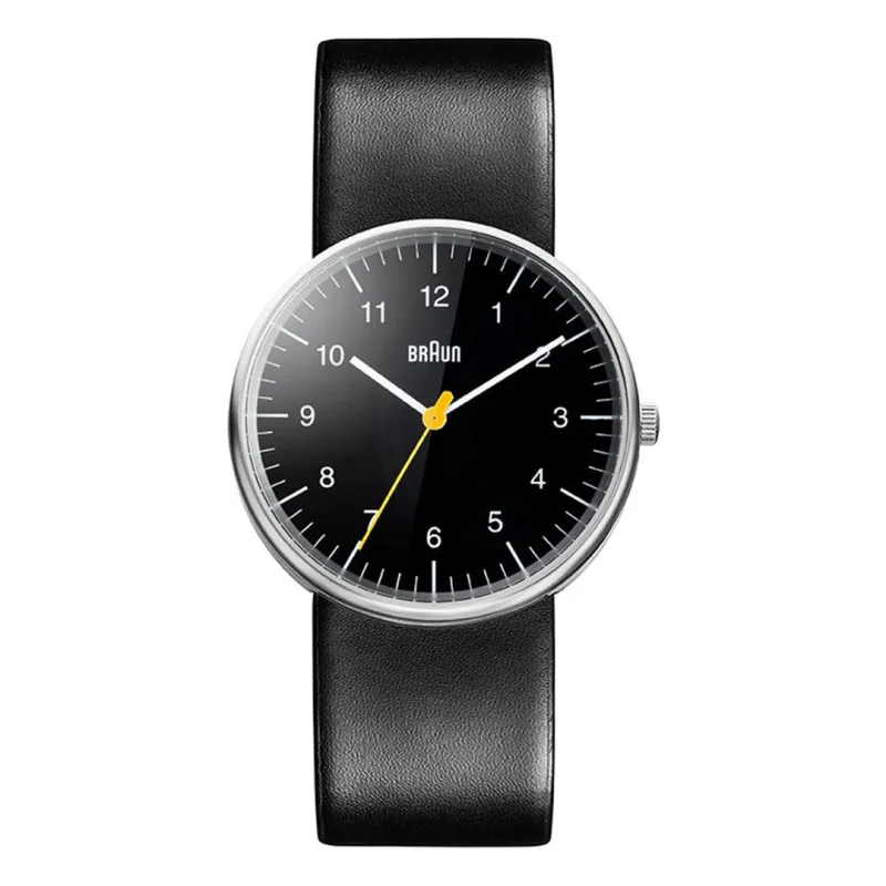 BN0021 Braun gents classic watch - black dial and black leather strap made by Braun