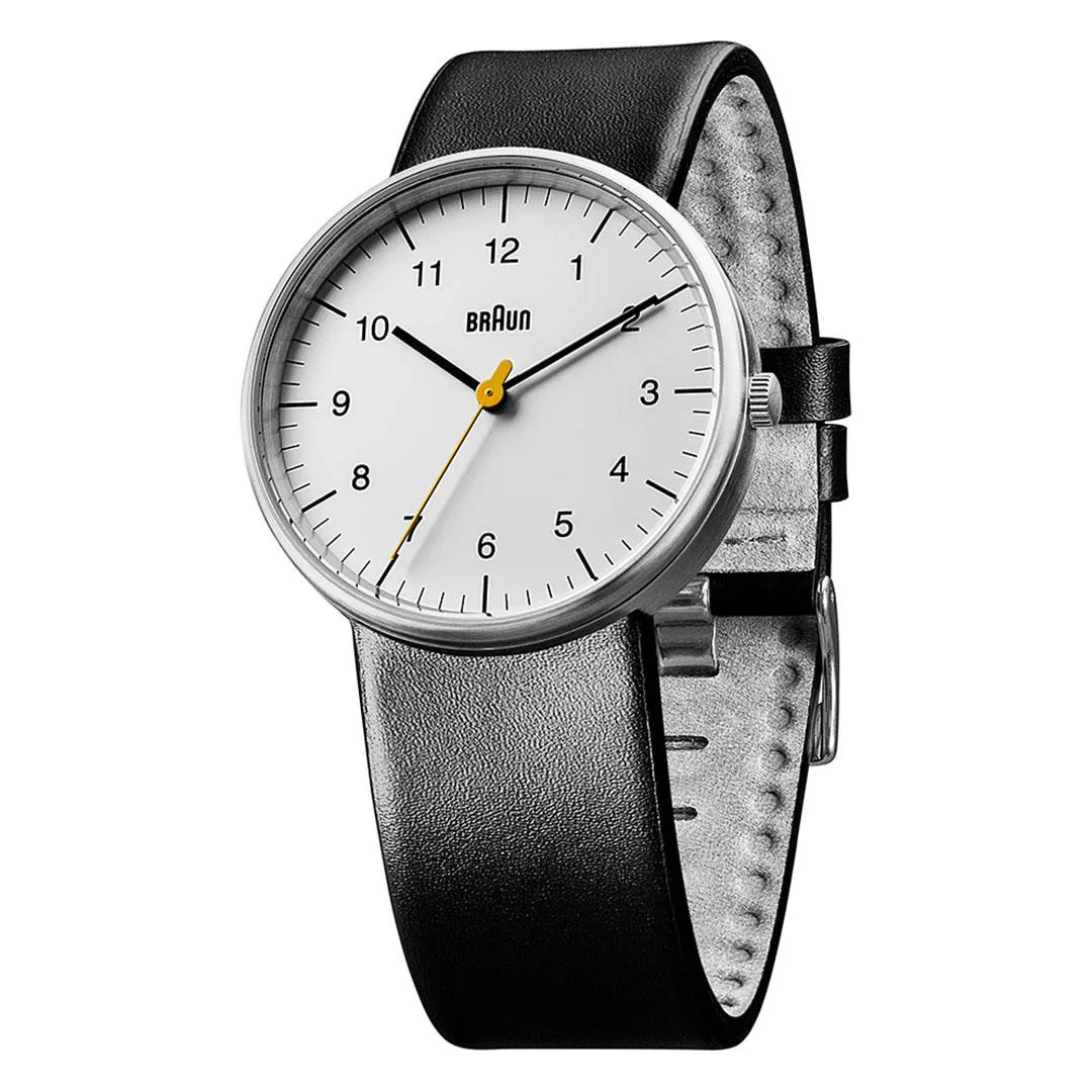 BN0021 Braun gents classic watch - white dial and black leather strap sold by Braun product image thumbnail 2