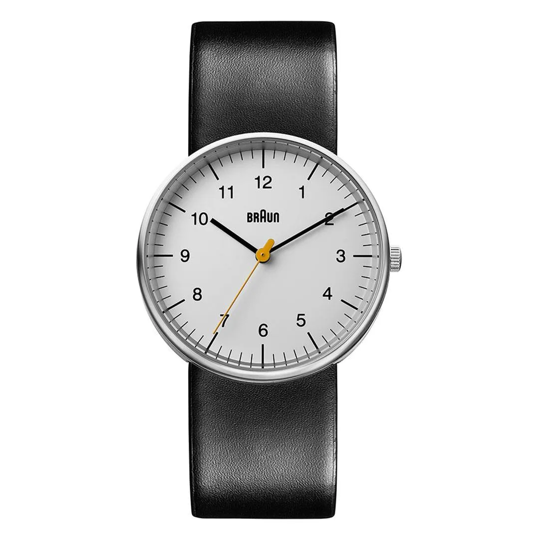 BN0021 Braun gents classic watch - white dial and black leather strap sold by Braun