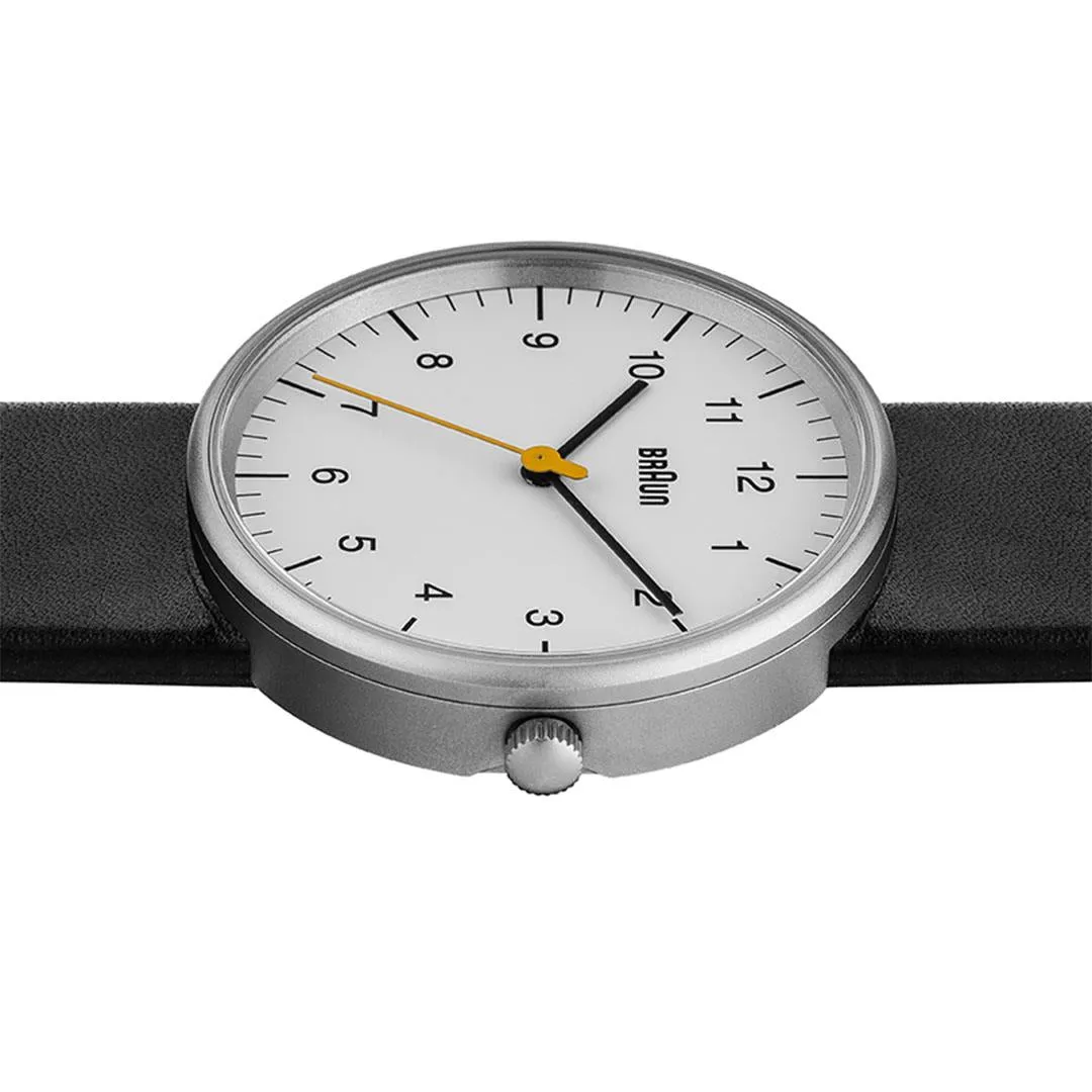 BN0021 Braun gents classic watch - white dial and black leather strap sold by Braun product image thumbnail 4