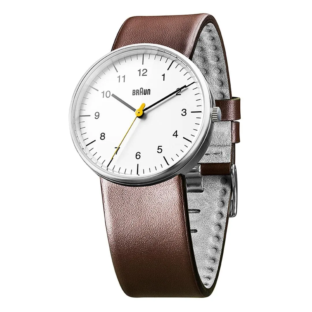 BN0021 Braun gents classic watch - white dial and brown leather strap sold by Braun product image thumbnail 2