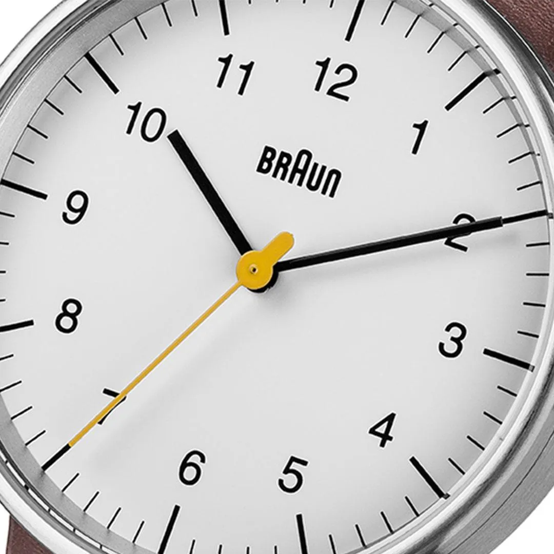 BN0021 Braun gents classic watch - white dial and brown leather strap sold by Braun product image thumbnail 5