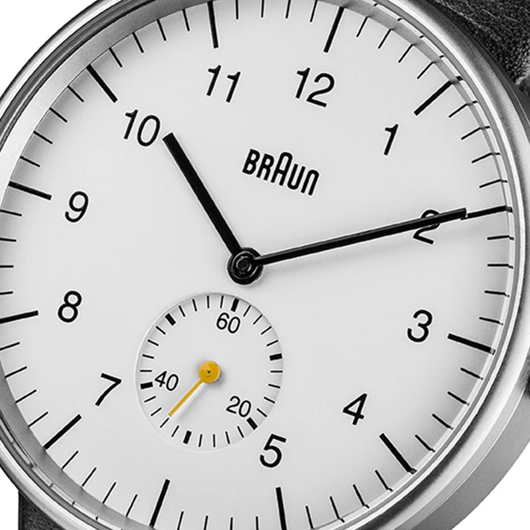 BN0024 Braun gents classic watch - white dial and black leather strap sold by Braun product image thumbnail 5