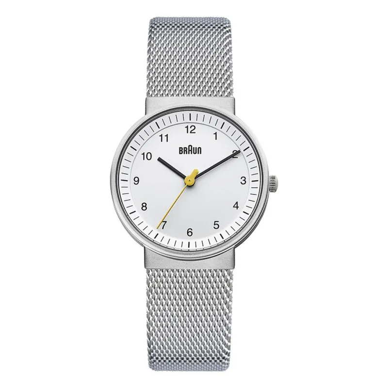 BN0031 Braun ladies classic watch - white dial and silver mesh bracelet made by Braun